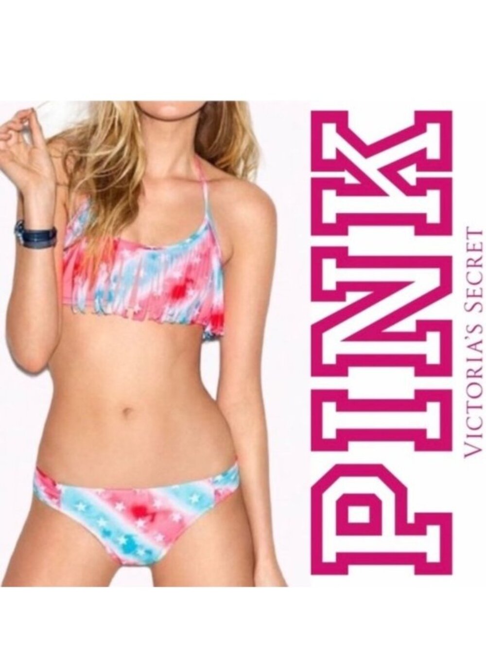 Victoria's Secret PINK | Stars And Stripes Knockout Bikini Bottoms | Size Medium
